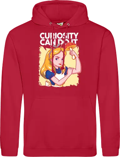 Curiosity Can Do It - A playful fantasy-inspired illustration celebrating curiosity, imagination, and courage through a clever reinterpretation of the iconic motivational poster. - Standard Hoodie