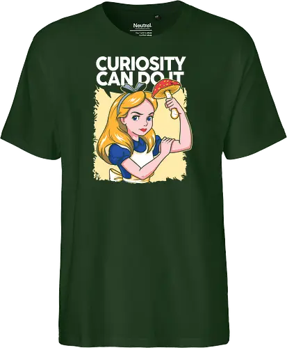 Curiosity Can Do It - A playful fantasy-inspired illustration celebrating curiosity, imagination, and courage through a clever reinterpretation of the iconic motivational poster. - Fairtrade T-Shirt