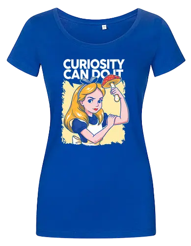 Curiosity Can Do It - A playful fantasy-inspired illustration celebrating curiosity, imagination, and courage through a clever reinterpretation of the iconic motivational poster. - Damen T-Shirt