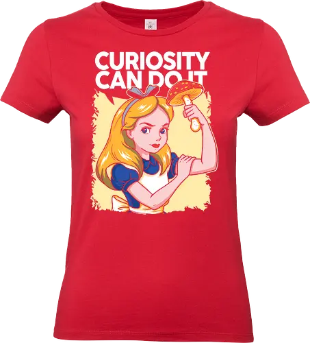 Curiosity Can Do It - A playful fantasy-inspired illustration celebrating curiosity, imagination, and courage through a clever reinterpretation of the iconic motivational poster. - Standard T-Shirt (Frauen)