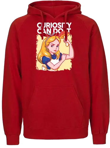 Curiosity Can Do It - A playful fantasy-inspired illustration celebrating curiosity, imagination, and courage through a clever reinterpretation of the iconic motivational poster. - Fairtrade Hoodie