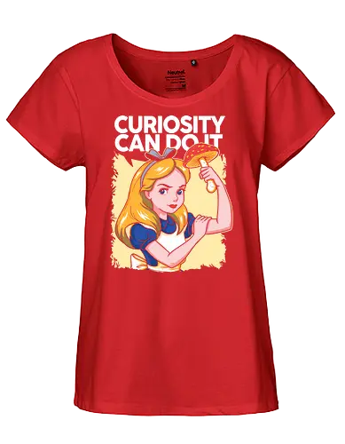 Curiosity Can Do It - A playful fantasy-inspired illustration celebrating curiosity, imagination, and courage through a clever reinterpretation of the iconic motivational poster. - Fairtrade Girl Shirt