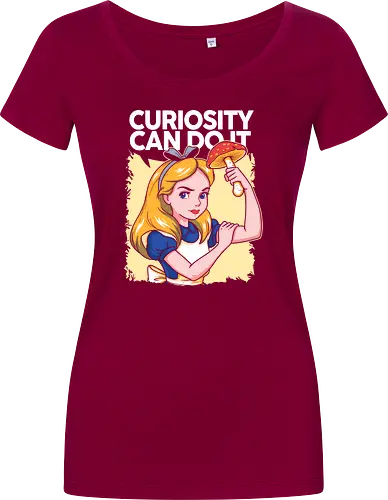 Curiosity Can Do It - A playful fantasy-inspired illustration celebrating curiosity, imagination, and courage through a clever reinterpretation of the iconic motivational poster. - Damen T-Shirt