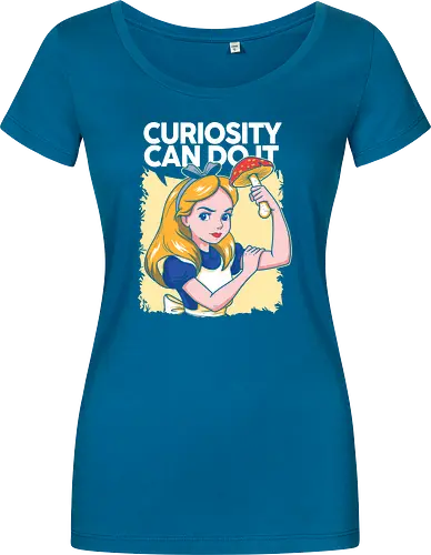 Curiosity Can Do It - A playful fantasy-inspired illustration celebrating curiosity, imagination, and courage through a clever reinterpretation of the iconic motivational poster. - Damen T-Shirt