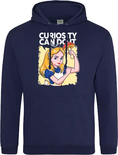 Curiosity Can Do It - A playful fantasy-inspired illustration celebrating curiosity, imagination, and courage through a clever reinterpretation of the iconic motivational poster. - Standard Hoodie