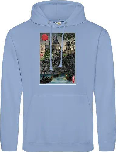 School of witchcraft and wizard woodblock - fantasy, wizard, ukiyo e, howarts, magic, castle, series, japanese art - Standard Hoodie