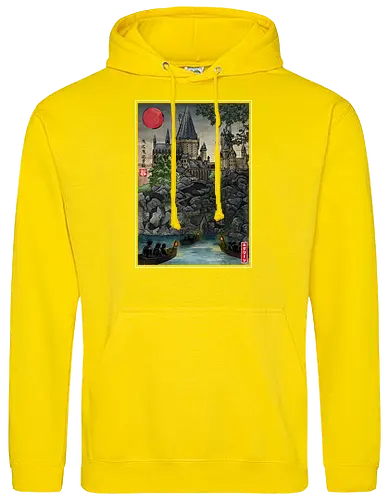 School of witchcraft and wizard woodblock - fantasy, wizard, ukiyo e, howarts, magic, castle, series, japanese art - Standard Hoodie