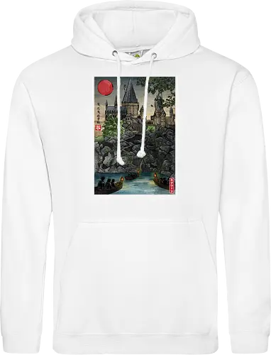 School of witchcraft and wizard woodblock - fantasy, wizard, ukiyo e, howarts, magic, castle, series, japanese art - Standard Hoodie