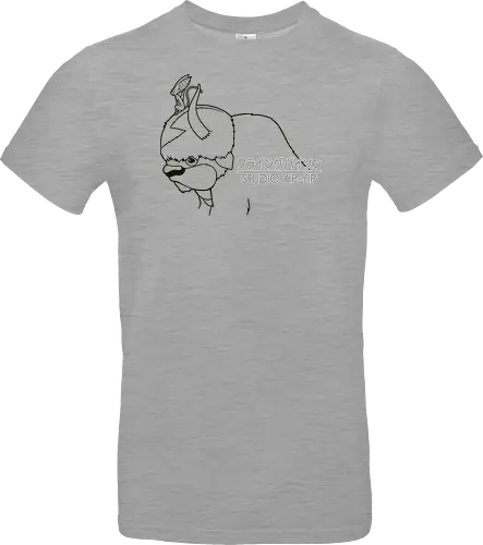 Fliegender Bison und Lemur - Japanische Minimalistische Linienkunst - fliegender Bison minimalistische Kunst, fliegender Lemur Anime, japanische schwarze Linienkunst, minimalistisches Anime Design, süßes Geek Kreaturen Druck, Anime Kreatur Shirt, japanische schwarze Linienkunst, flauschiger Bison Design, Lemur Anime Druck, minimalistische Geek Kunst, Anime Kreatur Shirt, exklusives japanisches Design, süßer Anime Druck, Premium japanische Linienkunst, süßes Nerd Shirt - Standard T-Shirt