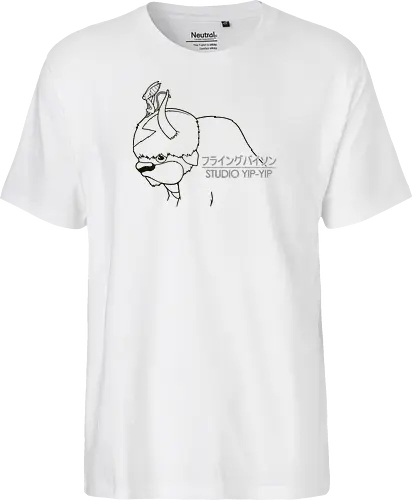Fliegender Bison und Lemur - Japanische Minimalistische Linienkunst - fliegender Bison minimalistische Kunst, fliegender Lemur Anime, japanische schwarze Linienkunst, minimalistisches Anime Design, süßes Geek Kreaturen Druck, Anime Kreatur Shirt, japanische schwarze Linienkunst, flauschiger Bison Design, Lemur Anime Druck, minimalistische Geek Kunst, Anime Kreatur Shirt, exklusives japanisches Design, süßer Anime Druck, Premium japanische Linienkunst, süßes Nerd Shirt - Fairtrade T-Shirt