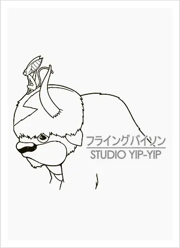 Fliegender Bison und Lemur - Japanische Minimalistische Linienkunst - fliegender Bison minimalistische Kunst, fliegender Lemur Anime, japanische schwarze Linienkunst, minimalistisches Anime Design, süßes Geek Kreaturen Druck, Anime Kreatur Shirt, japanische schwarze Linienkunst, flauschiger Bison Design, Lemur Anime Druck, minimalistische Geek Kunst, Anime Kreatur Shirt, exklusives japanisches Design, süßer Anime Druck, Premium japanische Linienkunst, süßes Nerd Shirt - Kunstdruck