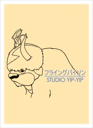 Fliegender Bison und Lemur - Japanische Minimalistische Linienkunst - fliegender Bison minimalistische Kunst, fliegender Lemur Anime, japanische schwarze Linienkunst, minimalistisches Anime Design, süßes Geek Kreaturen Druck, Anime Kreatur Shirt, japanische schwarze Linienkunst, flauschiger Bison Design, Lemur Anime Druck, minimalistische Geek Kunst, Anime Kreatur Shirt, exklusives japanisches Design, süßer Anime Druck, Premium japanische Linienkunst, süßes Nerd Shirt - Kunstdruck