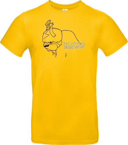 Fliegender Bison und Lemur - Japanische Minimalistische Linienkunst - fliegender Bison minimalistische Kunst, fliegender Lemur Anime, japanische schwarze Linienkunst, minimalistisches Anime Design, süßes Geek Kreaturen Druck, Anime Kreatur Shirt, japanische schwarze Linienkunst, flauschiger Bison Design, Lemur Anime Druck, minimalistische Geek Kunst, Anime Kreatur Shirt, exklusives japanisches Design, süßer Anime Druck, Premium japanische Linienkunst, süßes Nerd Shirt - Standard T-Shirt