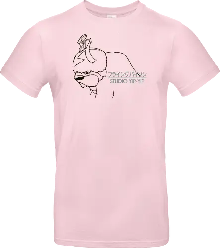 Fliegender Bison und Lemur - Japanische Minimalistische Linienkunst - fliegender Bison minimalistische Kunst, fliegender Lemur Anime, japanische schwarze Linienkunst, minimalistisches Anime Design, süßes Geek Kreaturen Druck, Anime Kreatur Shirt, japanische schwarze Linienkunst, flauschiger Bison Design, Lemur Anime Druck, minimalistische Geek Kunst, Anime Kreatur Shirt, exklusives japanisches Design, süßer Anime Druck, Premium japanische Linienkunst, süßes Nerd Shirt - Standard T-Shirt