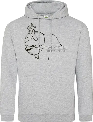 Fliegender Bison und Lemur - Japanische Minimalistische Linienkunst - fliegender Bison minimalistische Kunst, fliegender Lemur Anime, japanische schwarze Linienkunst, minimalistisches Anime Design, süßes Geek Kreaturen Druck, Anime Kreatur Shirt, japanische schwarze Linienkunst, flauschiger Bison Design, Lemur Anime Druck, minimalistische Geek Kunst, Anime Kreatur Shirt, exklusives japanisches Design, süßer Anime Druck, Premium japanische Linienkunst, süßes Nerd Shirt - Standard Hoodie