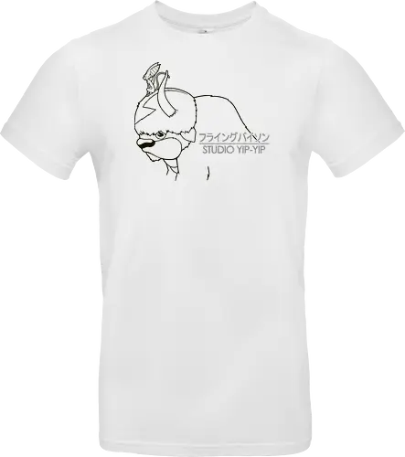 Fliegender Bison und Lemur - Japanische Minimalistische Linienkunst - fliegender Bison minimalistische Kunst, fliegender Lemur Anime, japanische schwarze Linienkunst, minimalistisches Anime Design, süßes Geek Kreaturen Druck, Anime Kreatur Shirt, japanische schwarze Linienkunst, flauschiger Bison Design, Lemur Anime Druck, minimalistische Geek Kunst, Anime Kreatur Shirt, exklusives japanisches Design, süßer Anime Druck, Premium japanische Linienkunst, süßes Nerd Shirt - Standard T-Shirt