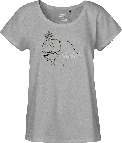 Fliegender Bison und Lemur - Japanische Minimalistische Linienkunst - fliegender Bison minimalistische Kunst, fliegender Lemur Anime, japanische schwarze Linienkunst, minimalistisches Anime Design, süßes Geek Kreaturen Druck, Anime Kreatur Shirt, japanische schwarze Linienkunst, flauschiger Bison Design, Lemur Anime Druck, minimalistische Geek Kunst, Anime Kreatur Shirt, exklusives japanisches Design, süßer Anime Druck, Premium japanische Linienkunst, süßes Nerd Shirt - Fairtrade Girl Shirt