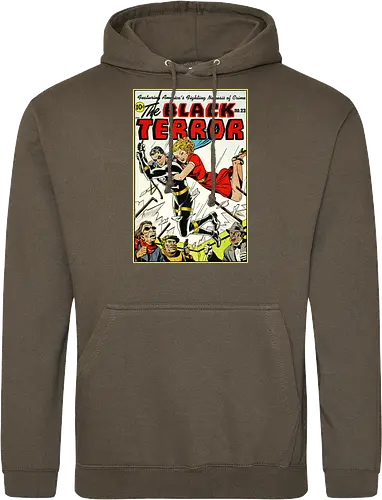 Klassischer Held der 40er - Vintage Comic Kunst, Retro 1940er Cover, Black Terror, Golden Age Comics, klassischer amerikanischer Held, Pulp Comic Kunst, Vintage Superheld, Retro Druck, Comic Sammler, 1940er Kunst, klassische Illustration, Sammler Geschenk, goldenes Zeitalter Comic, Schwarzer Anzug Held, ikonisches Cover, Retro amerikanische Kunst, klassische Popkultur - Standard Hoodie