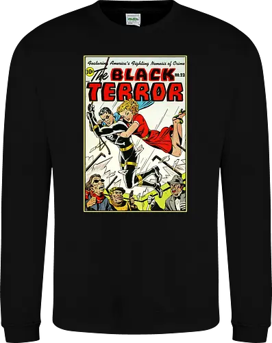 Klassischer Held der 40er - Vintage Comic Kunst, Retro 1940er Cover, Black Terror, Golden Age Comics, klassischer amerikanischer Held, Pulp Comic Kunst, Vintage Superheld, Retro Druck, Comic Sammler, 1940er Kunst, klassische Illustration, Sammler Geschenk, goldenes Zeitalter Comic, Schwarzer Anzug Held, ikonisches Cover, Retro amerikanische Kunst, klassische Popkultur - Sweatshirt