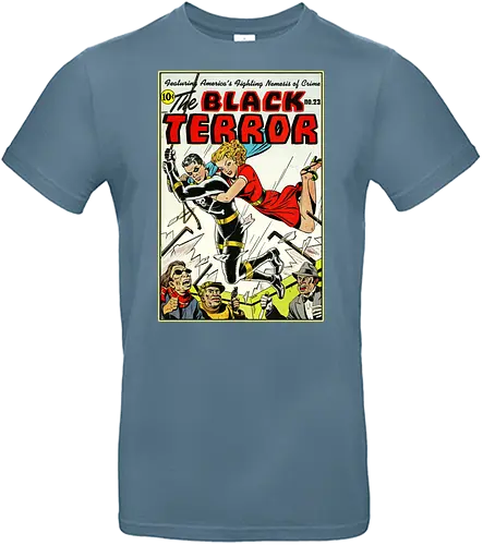 Klassischer Held der 40er - Vintage Comic Kunst, Retro 1940er Cover, Black Terror, Golden Age Comics, klassischer amerikanischer Held, Pulp Comic Kunst, Vintage Superheld, Retro Druck, Comic Sammler, 1940er Kunst, klassische Illustration, Sammler Geschenk, goldenes Zeitalter Comic, Schwarzer Anzug Held, ikonisches Cover, Retro amerikanische Kunst, klassische Popkultur - Standard T-Shirt