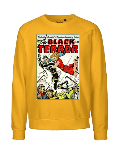 Klassischer Held der 40er - Vintage Comic Kunst, Retro 1940er Cover, Black Terror, Golden Age Comics, klassischer amerikanischer Held, Pulp Comic Kunst, Vintage Superheld, Retro Druck, Comic Sammler, 1940er Kunst, klassische Illustration, Sammler Geschenk, goldenes Zeitalter Comic, Schwarzer Anzug Held, ikonisches Cover, Retro amerikanische Kunst, klassische Popkultur - Fairtrade Sweatshirt