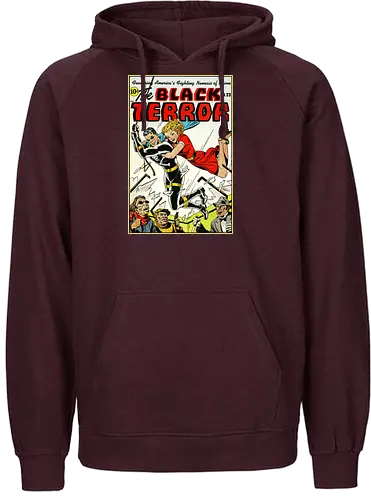 Klassischer Held der 40er - Vintage Comic Kunst, Retro 1940er Cover, Black Terror, Golden Age Comics, klassischer amerikanischer Held, Pulp Comic Kunst, Vintage Superheld, Retro Druck, Comic Sammler, 1940er Kunst, klassische Illustration, Sammler Geschenk, goldenes Zeitalter Comic, Schwarzer Anzug Held, ikonisches Cover, Retro amerikanische Kunst, klassische Popkultur - Fairtrade Hoodie