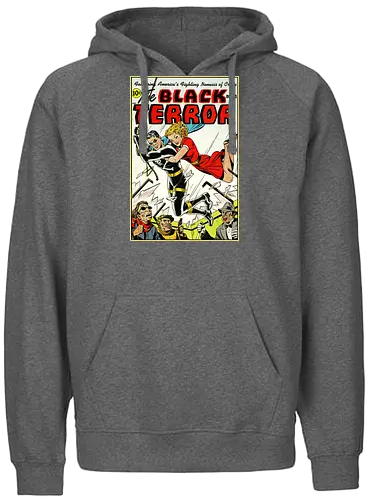 Klassischer Held der 40er - Vintage Comic Kunst, Retro 1940er Cover, Black Terror, Golden Age Comics, klassischer amerikanischer Held, Pulp Comic Kunst, Vintage Superheld, Retro Druck, Comic Sammler, 1940er Kunst, klassische Illustration, Sammler Geschenk, goldenes Zeitalter Comic, Schwarzer Anzug Held, ikonisches Cover, Retro amerikanische Kunst, klassische Popkultur - Fairtrade Hoodie
