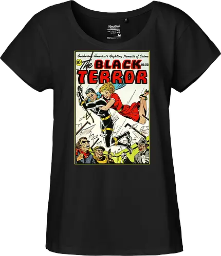 Klassischer Held der 40er - Vintage Comic Kunst, Retro 1940er Cover, Black Terror, Golden Age Comics, klassischer amerikanischer Held, Pulp Comic Kunst, Vintage Superheld, Retro Druck, Comic Sammler, 1940er Kunst, klassische Illustration, Sammler Geschenk, goldenes Zeitalter Comic, Schwarzer Anzug Held, ikonisches Cover, Retro amerikanische Kunst, klassische Popkultur - Fairtrade Girl Shirt