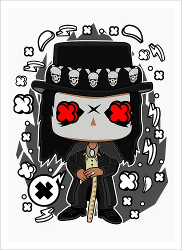 Voodoo-Entität Chibi - dunkle Chibi-Kunst, Voodoo-Entität, Totenkopf-Zylinder, rote Augen, Horror-Druck, übernatürlicher Charakter, Papa Legba, American Horror Story, AHS Coven, Funko Pop, vodu, Geek Horror Kunst, Chibi Sammlerstück, Machtstab, Horror-Fan-Geschenk, mystische Figur, Voodoo-Ästhetik, Horror-Geek-Kleidung, exklusive dunkle Kunst, geheimnisvoller Charakter - Kunstdruck