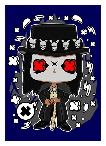 Voodoo-Entität Chibi - dunkle Chibi-Kunst, Voodoo-Entität, Totenkopf-Zylinder, rote Augen, Horror-Druck, übernatürlicher Charakter, Papa Legba, American Horror Story, AHS Coven, Funko Pop, vodu, Geek Horror Kunst, Chibi Sammlerstück, Machtstab, Horror-Fan-Geschenk, mystische Figur, Voodoo-Ästhetik, Horror-Geek-Kleidung, exklusive dunkle Kunst, geheimnisvoller Charakter - Kunstdruck
