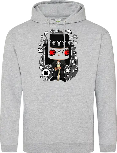 Voodoo-Entität Chibi - dunkle Chibi-Kunst, Voodoo-Entität, Totenkopf-Zylinder, rote Augen, Horror-Druck, übernatürlicher Charakter, Papa Legba, American Horror Story, AHS Coven, Funko Pop, vodu, Geek Horror Kunst, Chibi Sammlerstück, Machtstab, Horror-Fan-Geschenk, mystische Figur, Voodoo-Ästhetik, Horror-Geek-Kleidung, exklusive dunkle Kunst, geheimnisvoller Charakter - Standard Hoodie