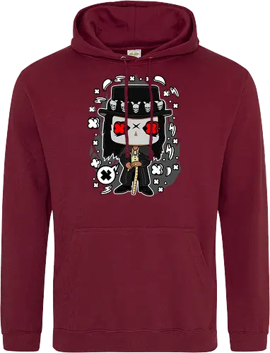 Voodoo-Entität Chibi - dunkle Chibi-Kunst, Voodoo-Entität, Totenkopf-Zylinder, rote Augen, Horror-Druck, übernatürlicher Charakter, Papa Legba, American Horror Story, AHS Coven, Funko Pop, vodu, Geek Horror Kunst, Chibi Sammlerstück, Machtstab, Horror-Fan-Geschenk, mystische Figur, Voodoo-Ästhetik, Horror-Geek-Kleidung, exklusive dunkle Kunst, geheimnisvoller Charakter - Standard Hoodie