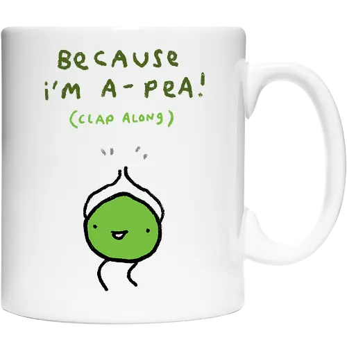 Animierte Grüne Erbse Klatscht Lächelt Glücklich Wortspiel - animierte grüne Erbse, klatschendes Gemüse, musikalisches Wortspiel, glücklich lächelnde Erbse, Gemüse Humor Kunst, minimalistischer Skizzen Stil, süßes Gemüse Charakter, englisches Wortspiel Druck, musikalisches Humor Geschenk, lustiges Gemüse Shirt, tanzende hüpfende Erbse, minimalistischer Gemüse Kunst, lustige grüne Typografie, glückliches animiertes Essen, musikalischer Pop Humor - Keramiktasse