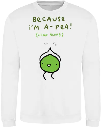 Animierte Grüne Erbse Klatscht Lächelt Glücklich Wortspiel - animierte grüne Erbse, klatschendes Gemüse, musikalisches Wortspiel, glücklich lächelnde Erbse, Gemüse Humor Kunst, minimalistischer Skizzen Stil, süßes Gemüse Charakter, englisches Wortspiel Druck, musikalisches Humor Geschenk, lustiges Gemüse Shirt, tanzende hüpfende Erbse, minimalistischer Gemüse Kunst, lustige grüne Typografie, glückliches animiertes Essen, musikalischer Pop Humor - Sweatshirt