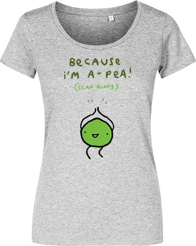 Animierte Grüne Erbse Klatscht Lächelt Glücklich Wortspiel - animierte grüne Erbse, klatschendes Gemüse, musikalisches Wortspiel, glücklich lächelnde Erbse, Gemüse Humor Kunst, minimalistischer Skizzen Stil, süßes Gemüse Charakter, englisches Wortspiel Druck, musikalisches Humor Geschenk, lustiges Gemüse Shirt, tanzende hüpfende Erbse, minimalistischer Gemüse Kunst, lustige grüne Typografie, glückliches animiertes Essen, musikalischer Pop Humor - Damen T-Shirt