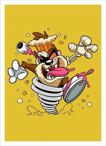 Freaky Wirbelwind Teufel - freaky Wirbelwind Teufel Art, Cartoon Horror Underground, wilder brauner Teufel dunkles Shirt, Horror Cartoon Wirbelwind, Taz, Taz freaky, cartoon horror, Teufel Auge hervorquellend Art, dunkles wildes Pop Art, alternativer freaky Teufel, verrückte Cartoon Mode, chaotischer Teufel Explosion Art, Underground dunkles Geek, Horror Nostalgie 90er Cartoon, Punk Teufel Cartoon, alternative Cartoon Shirt, dunkle Retro Teufel Art, chaotischer Cartoon Wirbelwind - Kunstdruck