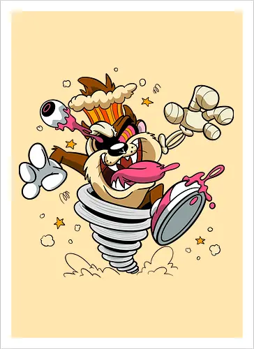 Freaky Wirbelwind Teufel - freaky Wirbelwind Teufel Art, Cartoon Horror Underground, wilder brauner Teufel dunkles Shirt, Horror Cartoon Wirbelwind, Taz, Taz freaky, cartoon horror, Teufel Auge hervorquellend Art, dunkles wildes Pop Art, alternativer freaky Teufel, verrückte Cartoon Mode, chaotischer Teufel Explosion Art, Underground dunkles Geek, Horror Nostalgie 90er Cartoon, Punk Teufel Cartoon, alternative Cartoon Shirt, dunkle Retro Teufel Art, chaotischer Cartoon Wirbelwind - Kunstdruck