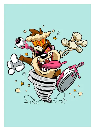 Freaky Wirbelwind Teufel - freaky Wirbelwind Teufel Art, Cartoon Horror Underground, wilder brauner Teufel dunkles Shirt, Horror Cartoon Wirbelwind, Taz, Taz freaky, cartoon horror, Teufel Auge hervorquellend Art, dunkles wildes Pop Art, alternativer freaky Teufel, verrückte Cartoon Mode, chaotischer Teufel Explosion Art, Underground dunkles Geek, Horror Nostalgie 90er Cartoon, Punk Teufel Cartoon, alternative Cartoon Shirt, dunkle Retro Teufel Art, chaotischer Cartoon Wirbelwind - Kunstdruck
