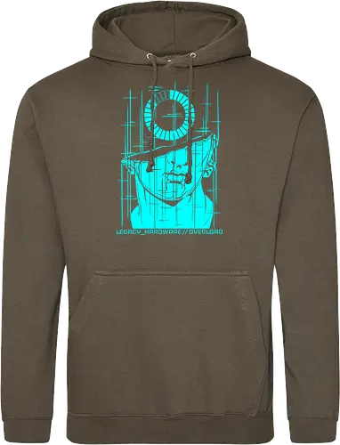 OVERLOAD // cyan_screen_of_death.exe - rrg.exe, legacy hardware, overload, glitch art, colossal head, statue, stuck loading, infinite loading, system error, cyberpunk, techwear, dark art, dark aesthetic, geekwear, streetwear, programmer humor, monochrome, neon cyan, dead pixel, blue screen of death, marble, broken statue - Standard Hoodie