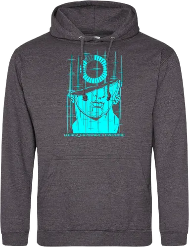 OVERLOAD // cyan_screen_of_death.exe - rrg.exe, legacy hardware, overload, glitch art, colossal head, statue, stuck loading, infinite loading, system error, cyberpunk, techwear, dark art, dark aesthetic, geekwear, streetwear, programmer humor, monochrome, neon cyan, dead pixel, blue screen of death, marble, broken statue - Standard Hoodie