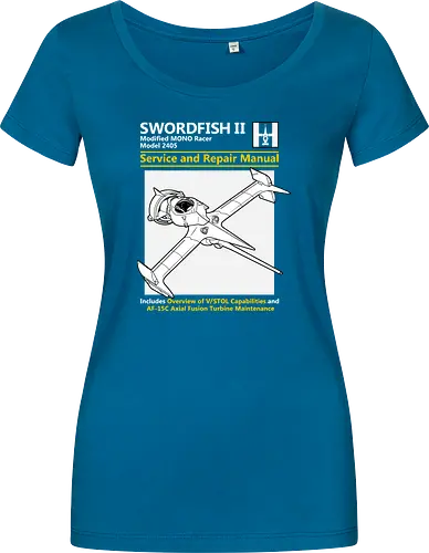 Modifizierter MONO Racer Weltraumjäger Technisches Servicehandbuch - Weltraumjäger technisches Handbuch, modifizierter MONO Racer, Haynes Parodie Anime Kunst, Vintage Raumschiff Design, Geek Weltraumjäger Druck, Anime technisches Handbuch Kunst, Weltraumjäger Shirt, axiale Fusionsturbine Design, Anime technisches Schiff Druck, Haynes Parodie Kunst, Anime Nerd Shirt, exklusives Weltraumjäger Design, Sci-Fi Schiff Druck, Premium Anime technische Kunst, Space Western Shirt - Damen T-Shirt