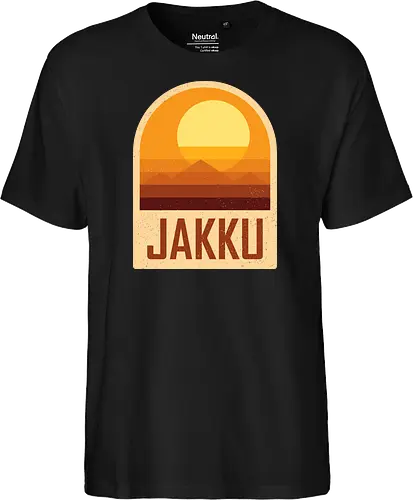 Jakku - Geometric and minimalist series  - Space Opera, 80s, badge, film, galaxy, geometric, landscape, minimalist, outer space, retro, science fiction, space, jakku, movie, scifi - Fairtrade T-Shirt