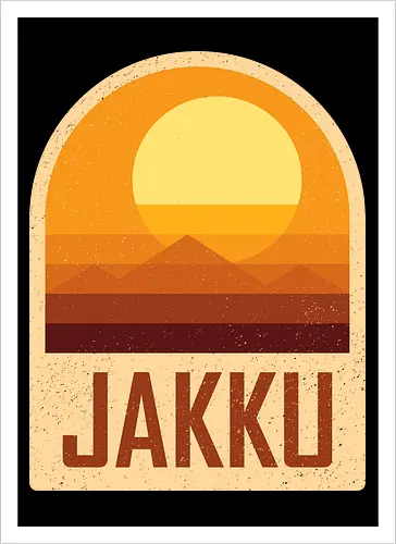 Jakku - Geometric and minimalist series  - Space Opera, 80s, badge, film, galaxy, geometric, landscape, minimalist, outer space, retro, science fiction, space, jakku, movie, scifi - Kunstdruck
