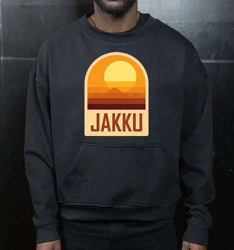 Jakku - Geometric and minimalist series  - Space Opera, 80s, badge, film, galaxy, geometric, landscape, minimalist, outer space, retro, science fiction, space, jakku, movie, scifi - Cropped Sweatshirt