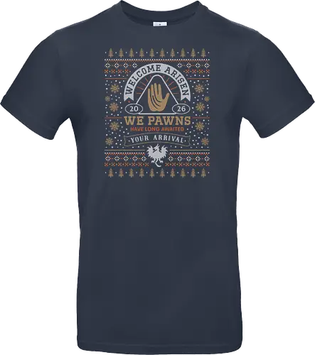 Welcome Arisen Ugly Sweater - dark arisen, dragon, dogma, dragons dogma 2, dragons dogma ii, gransys, rpg, jrpg, fantasy, bitterblack isle, gran soren, riftstone, pawns, video games, gaming, gamer, ugly christmas sweater, ugly sweater, xmas, christmas - Standard T-Shirt