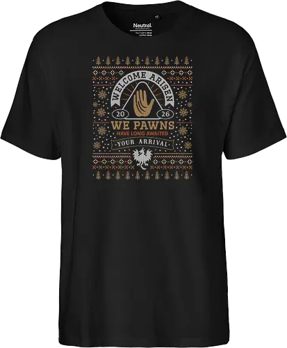 Welcome Arisen Ugly Sweater - dark arisen, dragon, dogma, dragons dogma 2, dragons dogma ii, gransys, rpg, jrpg, fantasy, bitterblack isle, gran soren, riftstone, pawns, video games, gaming, gamer, ugly christmas sweater, ugly sweater, xmas, christmas - Fairtrade T-Shirt