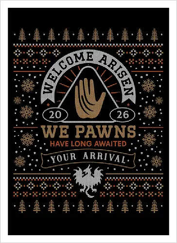 Welcome Arisen Ugly Sweater - dark arisen, dragon, dogma, dragons dogma 2, dragons dogma ii, gransys, rpg, jrpg, fantasy, bitterblack isle, gran soren, riftstone, pawns, video games, gaming, gamer, ugly christmas sweater, ugly sweater, xmas, christmas - Kunstdruck