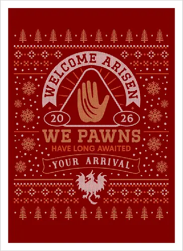 Welcome Arisen Ugly Sweater - dark arisen, dragon, dogma, dragons dogma 2, dragons dogma ii, gransys, rpg, jrpg, fantasy, bitterblack isle, gran soren, riftstone, pawns, video games, gaming, gamer, ugly christmas sweater, ugly sweater, xmas, christmas - Kunstdruck