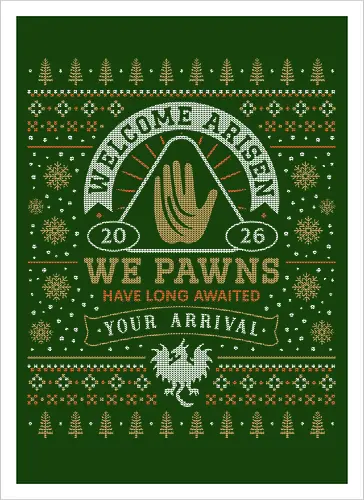 Welcome Arisen Ugly Sweater - dark arisen, dragon, dogma, dragons dogma 2, dragons dogma ii, gransys, rpg, jrpg, fantasy, bitterblack isle, gran soren, riftstone, pawns, video games, gaming, gamer, ugly christmas sweater, ugly sweater, xmas, christmas - Kunstdruck