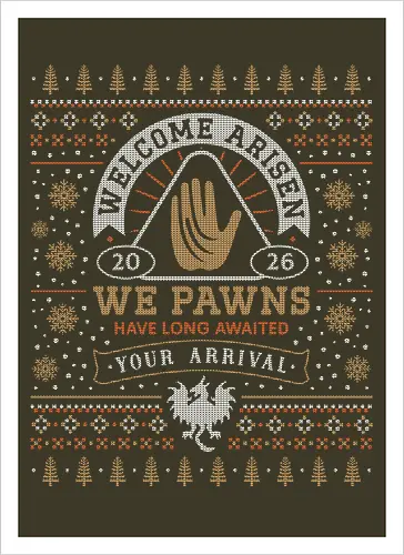 Welcome Arisen Ugly Sweater - dark arisen, dragon, dogma, dragons dogma 2, dragons dogma ii, gransys, rpg, jrpg, fantasy, bitterblack isle, gran soren, riftstone, pawns, video games, gaming, gamer, ugly christmas sweater, ugly sweater, xmas, christmas - Kunstdruck